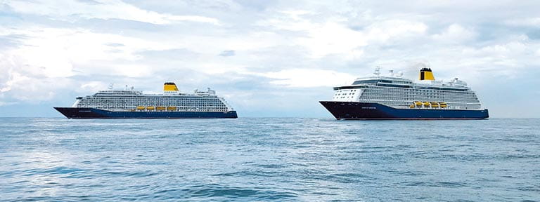 Spirit of Discovery and Spirit of Adventure sailing on the open ocean
